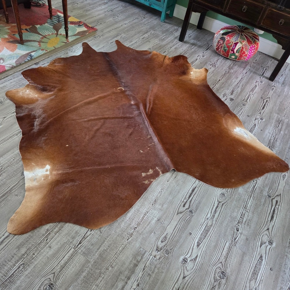 VTG IKEA Koldby Cowhide Rug Brown Large Natural Leather Hide Argentina 83x72 - Picture 2 of 16